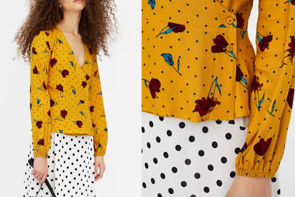 blouse-pois-jaune pull&bear