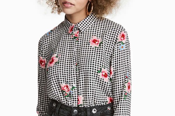 chemise à carreaux fleurie H&M