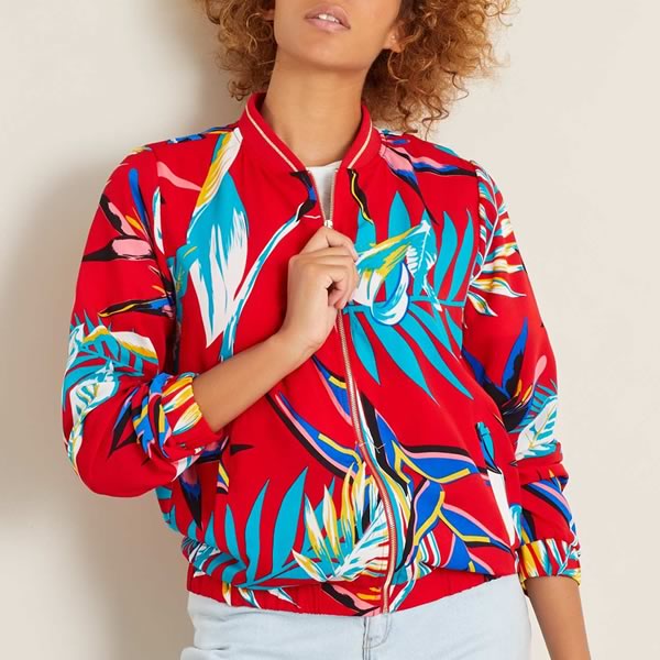 bomber rouge à motifs kiabi