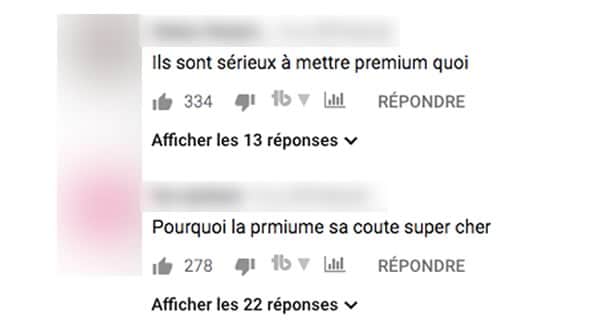 youtube premium commentaires