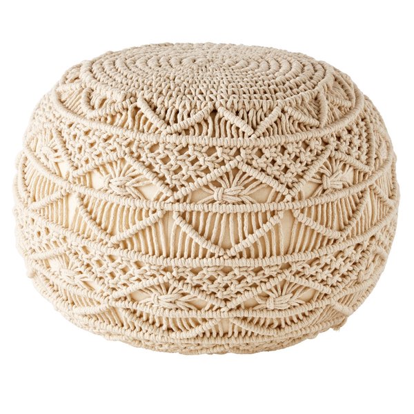 pouf macramé beige