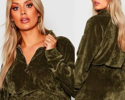 sweat zip col montant panne de velours sweat zip col montant panne de velours