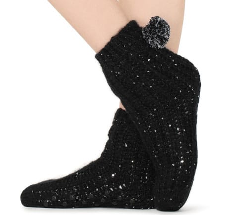 chaussettes paillettes pompoms