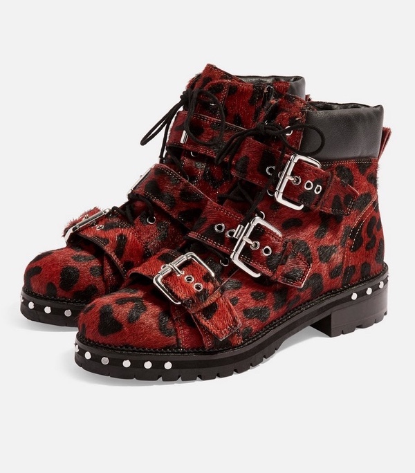 bottines rouges leopard 