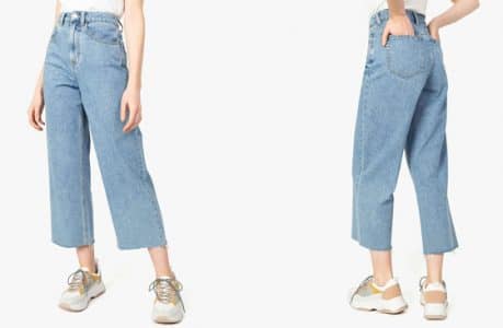 Jean wide cropped taille haute, du 34 au 42, 29,99€ Jean wide cropped taille haute, du 34 au 42, 29,99€