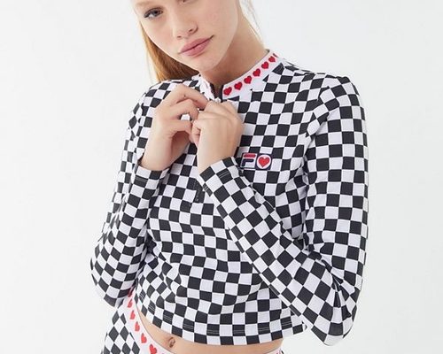 crop polo fila damier crop polo fila damier