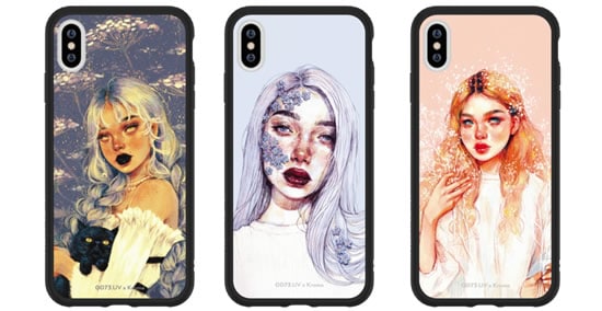 3 des coques 0073.UV x Kroma : Hogsbane, Forget Me Not Blues et Baby's Breath