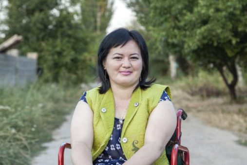 Gulzar Duishenova, mother of two, lost mobility after a car accident involving drunk drivers in 2002. In 2006, when she met people with similar problems in capital city of Bishkek, she became an active and very vocal member of civil society in Kyrgyzstan campaigning for equal access to health services, employment, infrastructure for women with disabilities. She is very brave in speaking out on issues that are not comfortable for many, including her family; such as right to health and independence for women with disabilities, right to accessible hygiene products. Women with disabilities are the most vulnerable people due to experiencing, on a minimum level, double discrimination: first, because of their gender, second – because of their real or perceived disability.