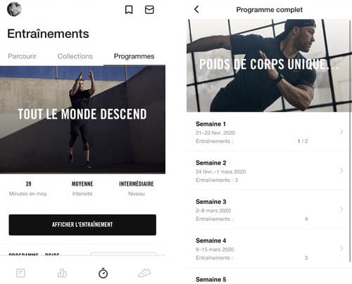 ...ensuite, je découvre ce que Nike Training Club me propose !