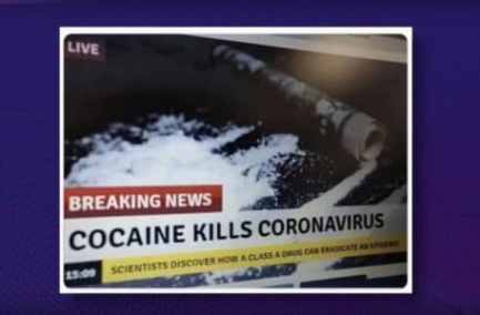 La cocaïne tue le Coronavirus : la fake news démentie par Hugo Décrypte