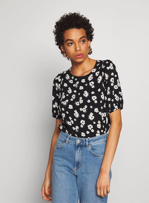 Haut Fun & Flirt Bleu Marine - Imprimé Marguerite, Broderie, Sans Manches, Taille S Neuf Sans étiquettes