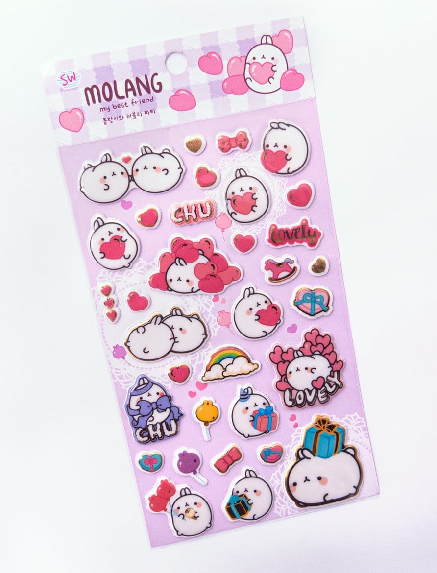 Planche de stickers Molang Sweet Love, 5€
