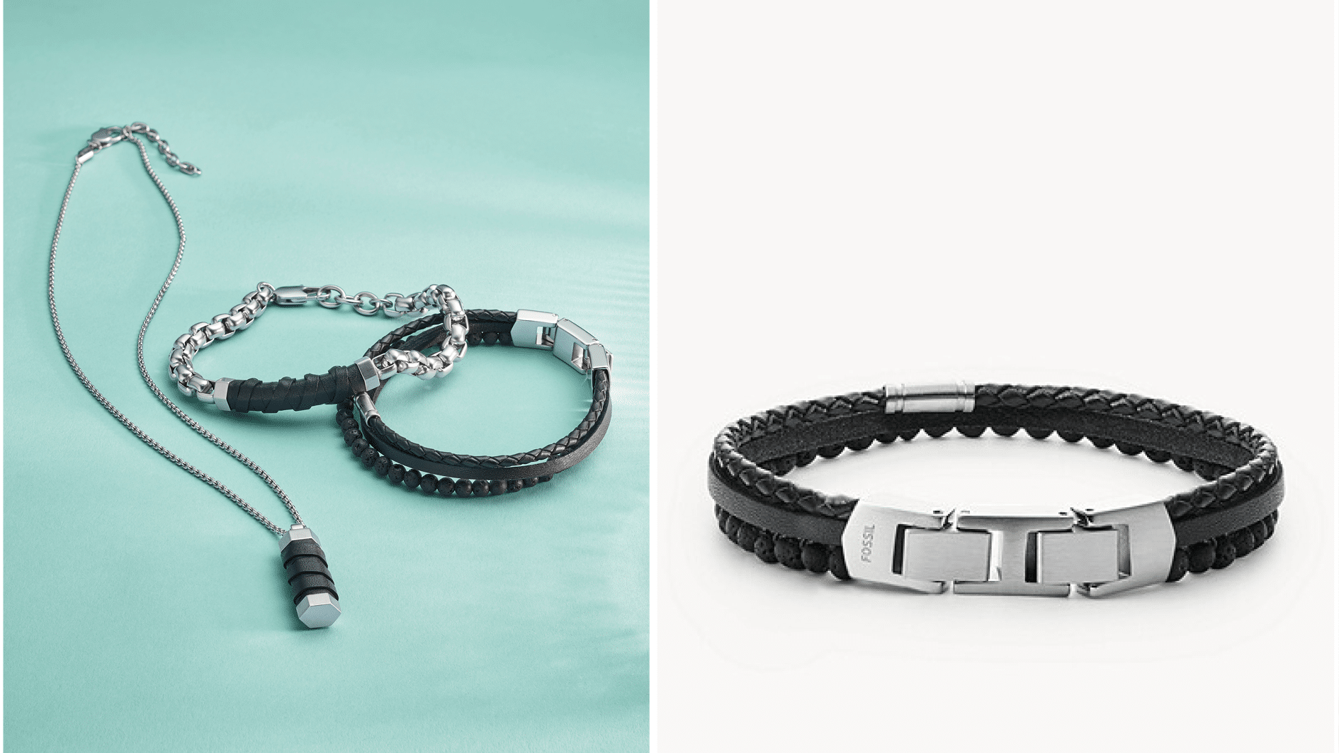 bracelet trois rang en lave noir