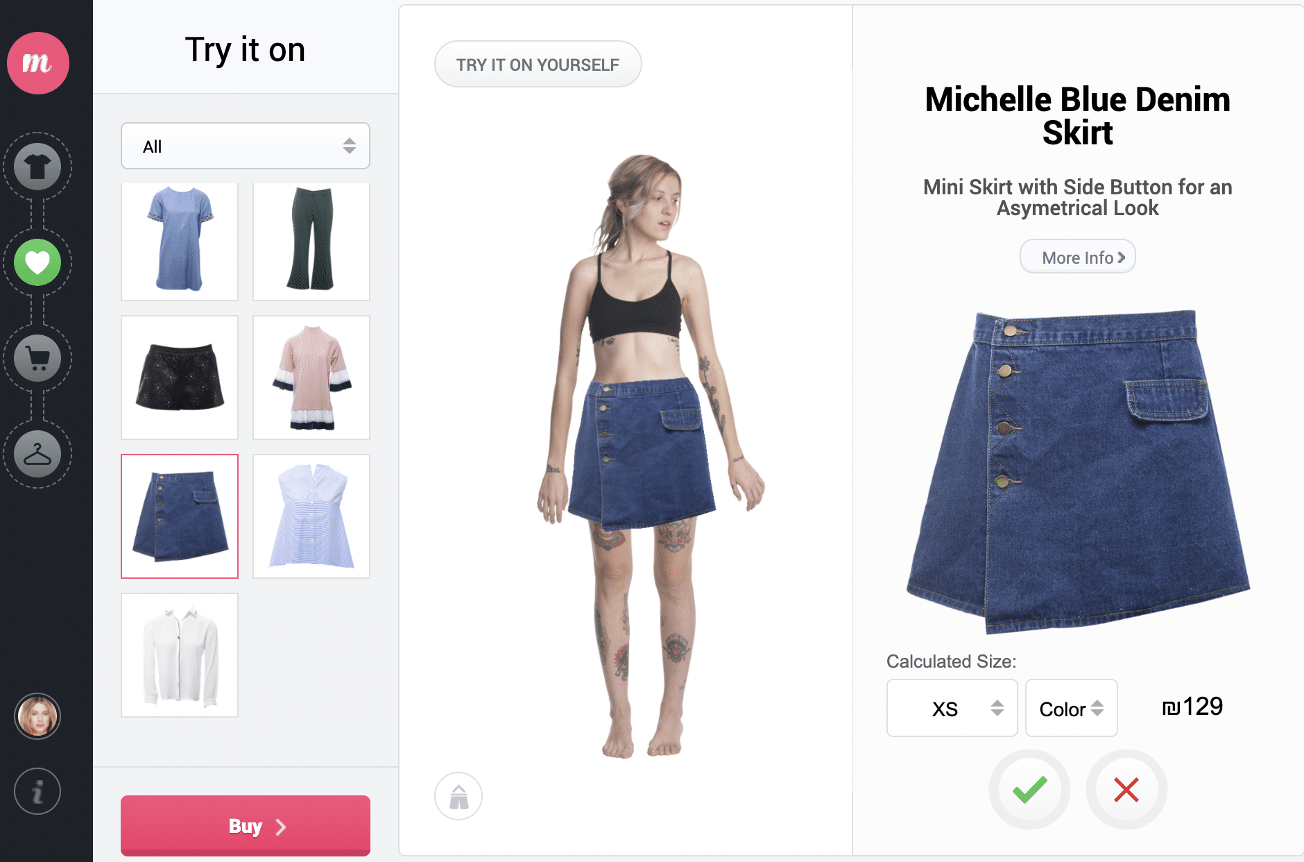 Capture d'écran de la partie démonstration du site moda-match.com