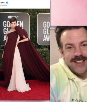 Sofia Carson et Jason Sudeikis aux Golden Globes 2021