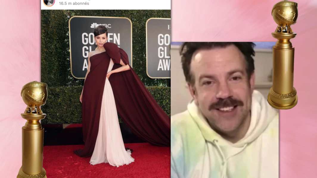 Sofia Carson et Jason Sudeikis aux Golden Globes 2021