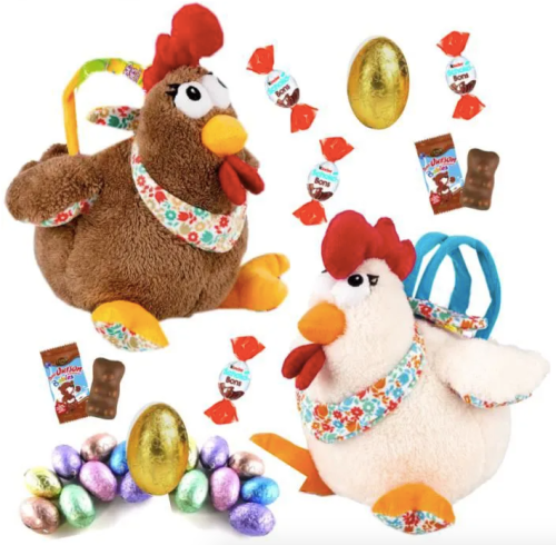 Deux sacs en forme de Poule garnies de chocolat -  24€90