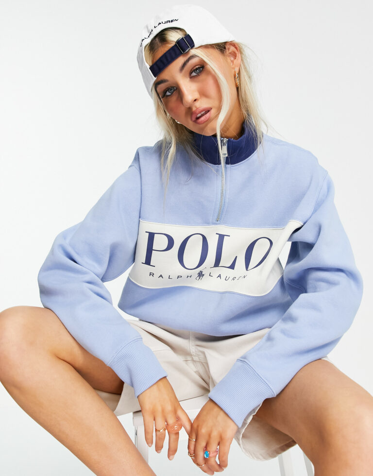 Sweatshirt avec logo et demie-fermeture éclar, Polo Ralph Lauren x Asos, 158,99€. Sweatshirt avec logo et demie-fermeture éclar, Polo Ralph Lauren x Asos, 158,99€.