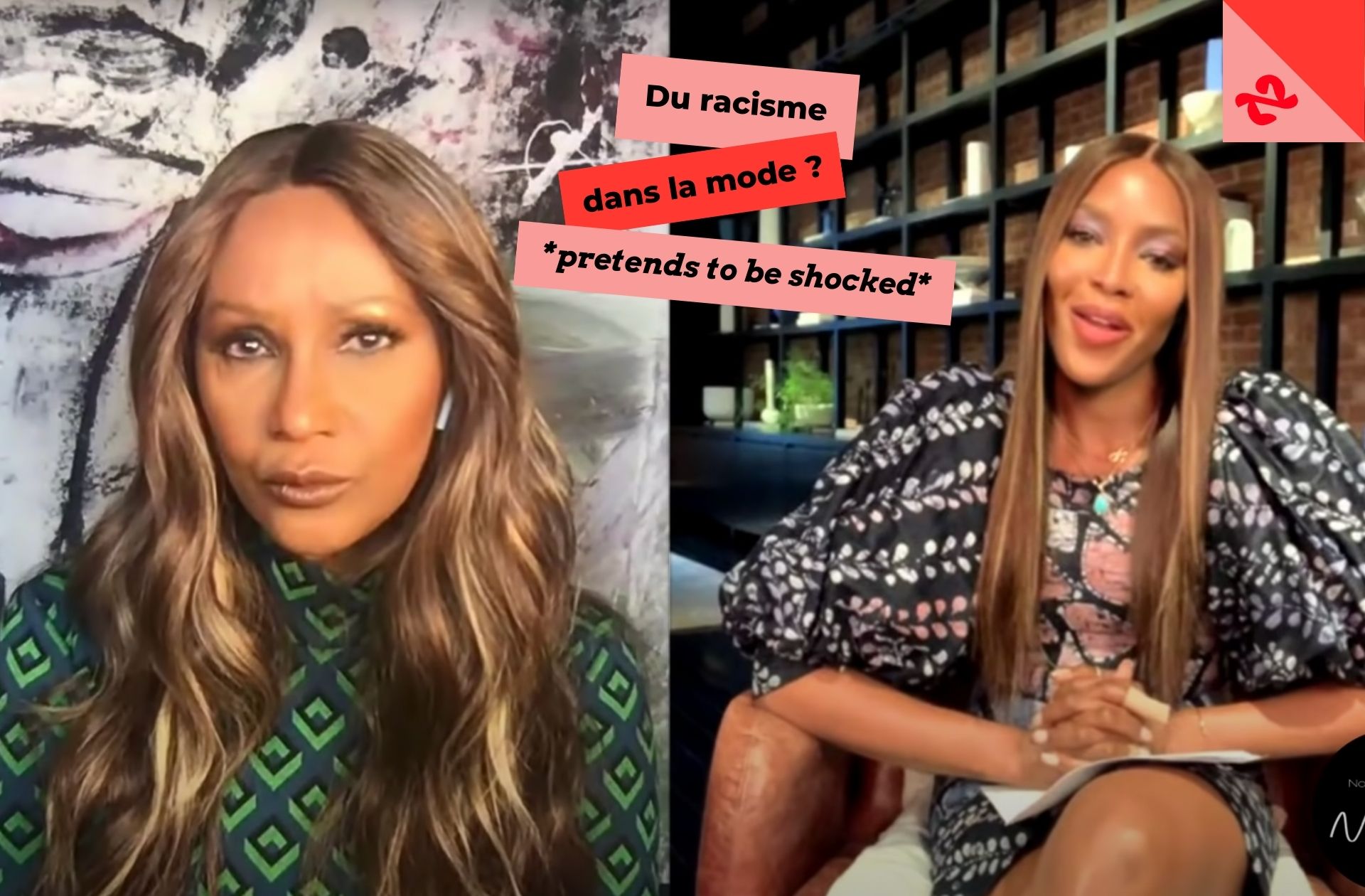 Iman Bowie déplore les écarts de salaires entre mannequins noires et blanches auprès de Naomi Campbell sur sa chaîne Youtube.