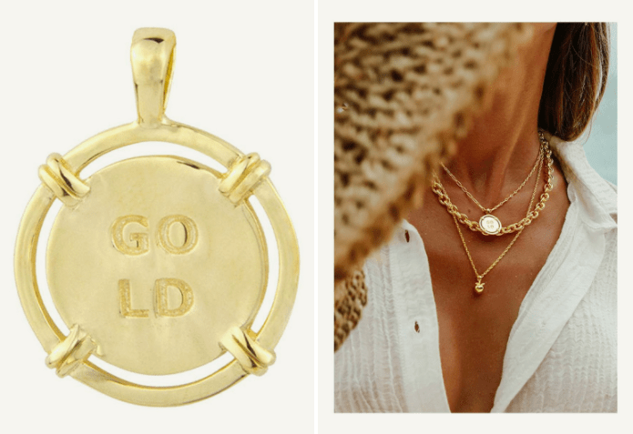 Pendentif en forme de barre de bateau doré de la marque Wildthings