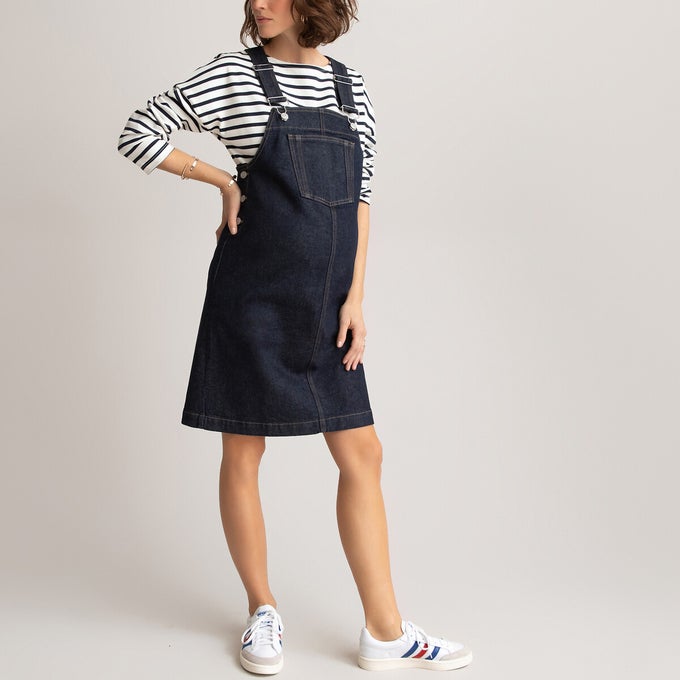 Robe de grossesse salopette en jeans, La Redoute collections, 39,99€.