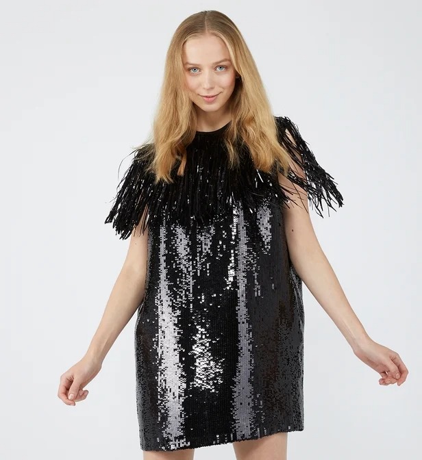 MSGM — Robe ample courte sequins et franges sans manches