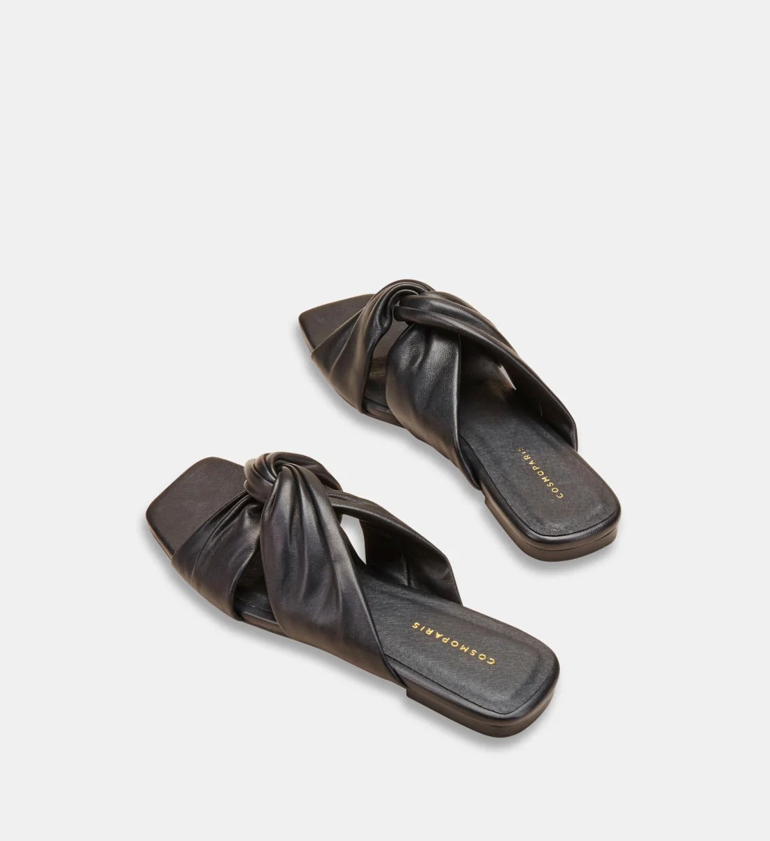 Mules en cuir à larges brides tressées, Cosmoparis, 66€ au lieu de 110€