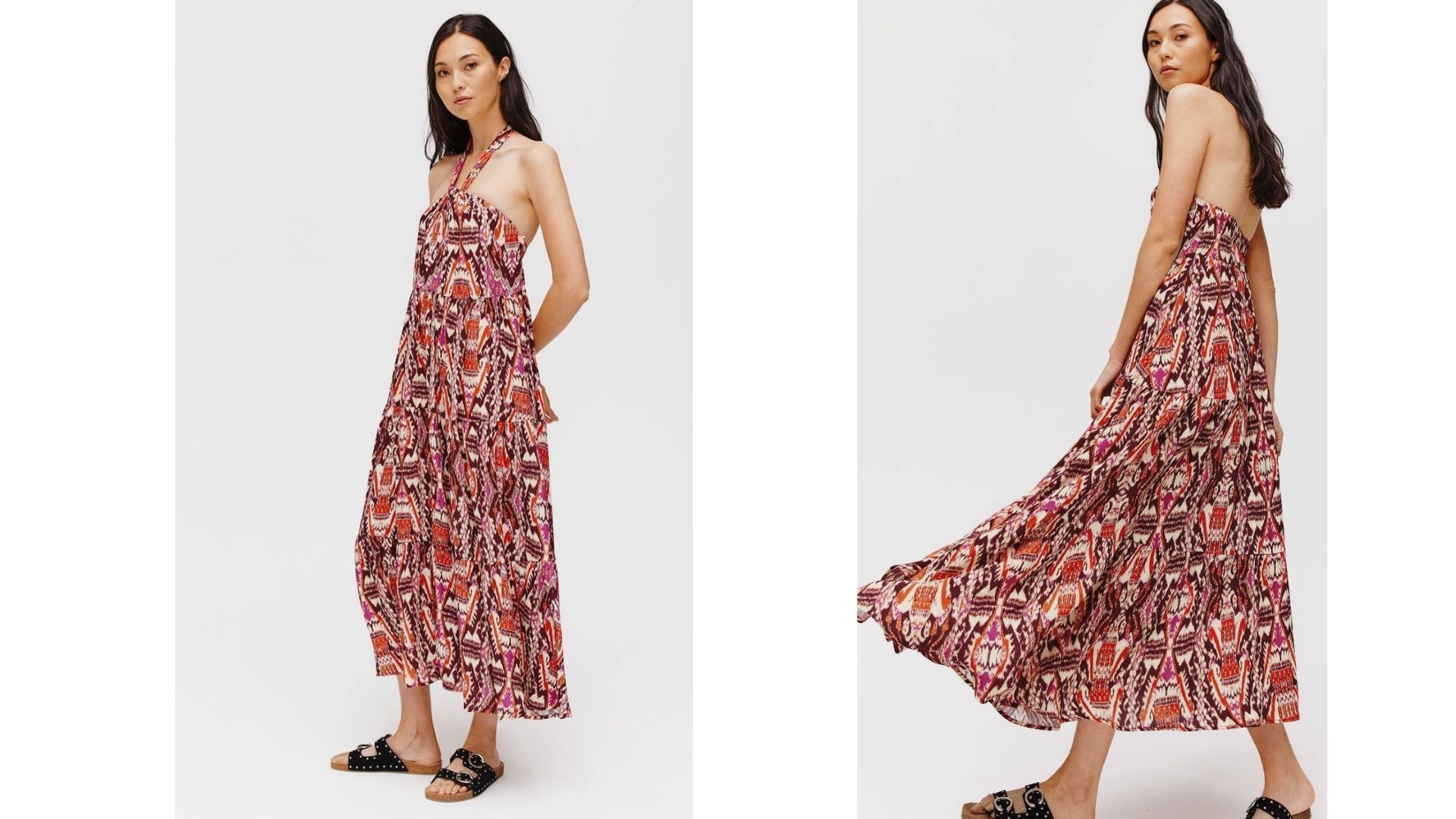 Printed-viscose-midi-length-dress-Promod-5995E Printed-viscose-midi-length-dress-Promod-5995E