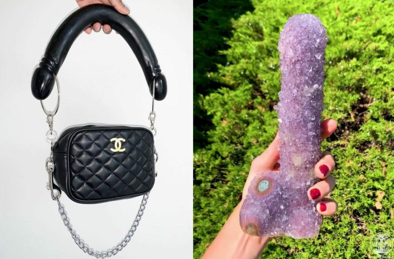 Le 20 août 2019, l'actrice Gillian Anderson a posté sur Instagram une photo d'un sac Chanel avec une anse double-gode, et le 26 septembre 2019 un cristal violet en forme de pénis. Le 20 août 2019, l'actrice Gillian Anderson a posté sur Instagram une photo d'un sac Chanel avec une anse double-gode, et le 26 septembre 2019 un cristal violet en forme de pénis.
