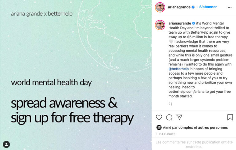 Le post d'Ariana Grande sur Instagram Le post d'Ariana Grande sur Instagram