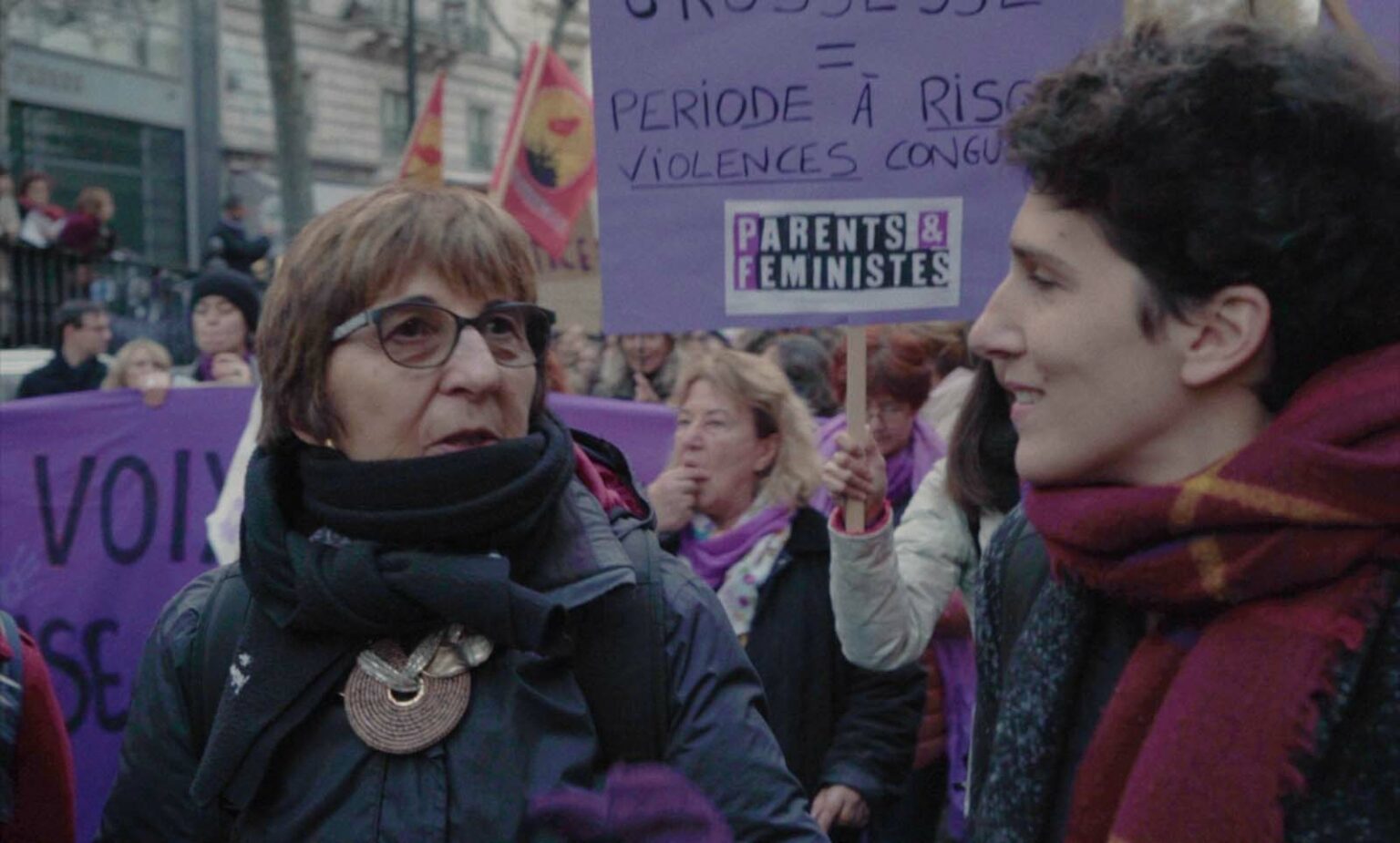 Chantal Birman présente lors d'une manifestation féministe.