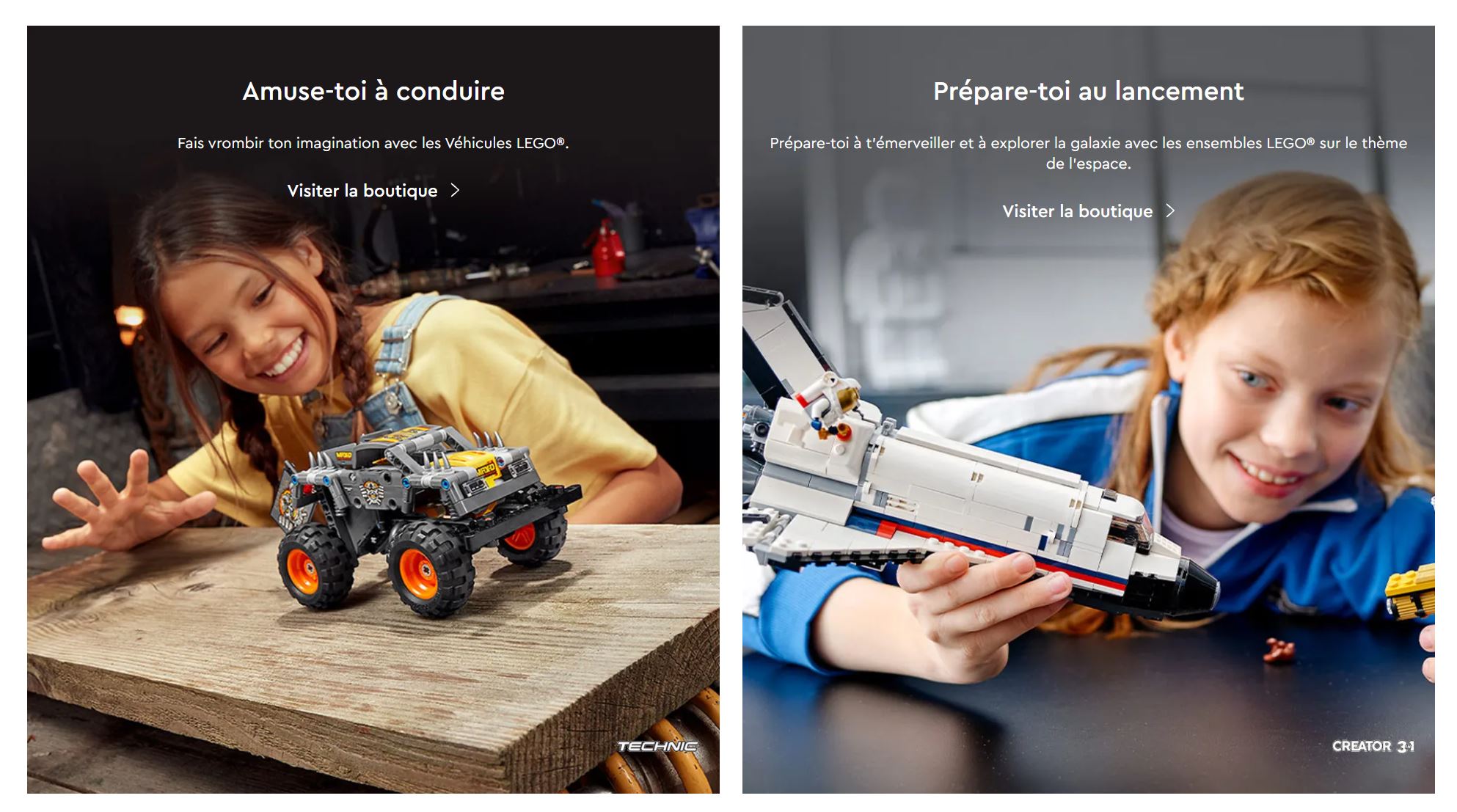 Capture d’écran du site de LEGO