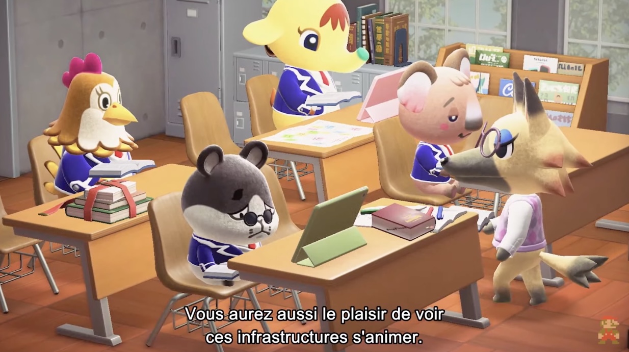 L'école dans Animal Crossing.