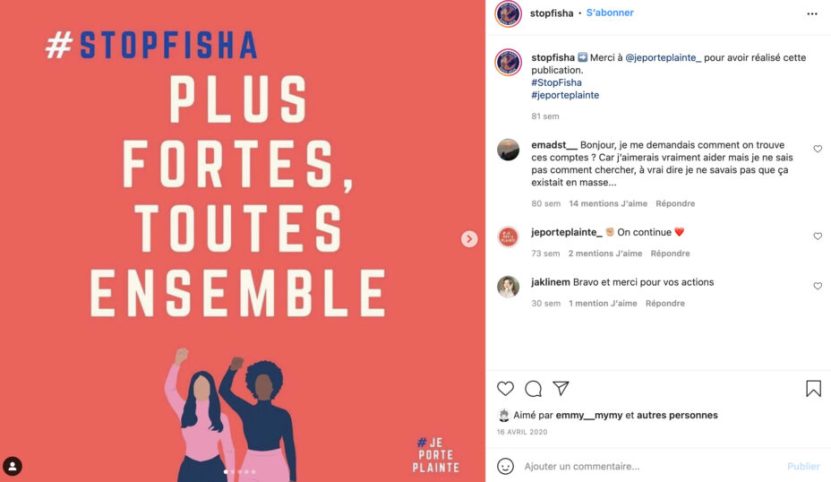 Page Instagram de Stop FIsha