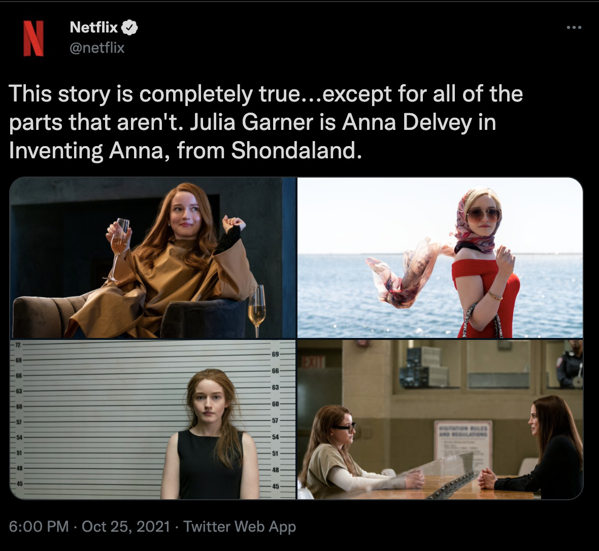 Tweet avec des photos de la série avec Anna