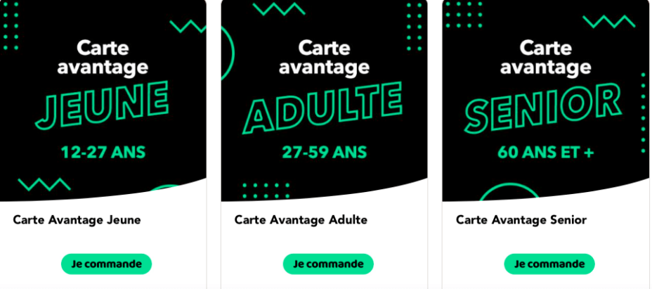 Présentation des cartes avantages SNCF