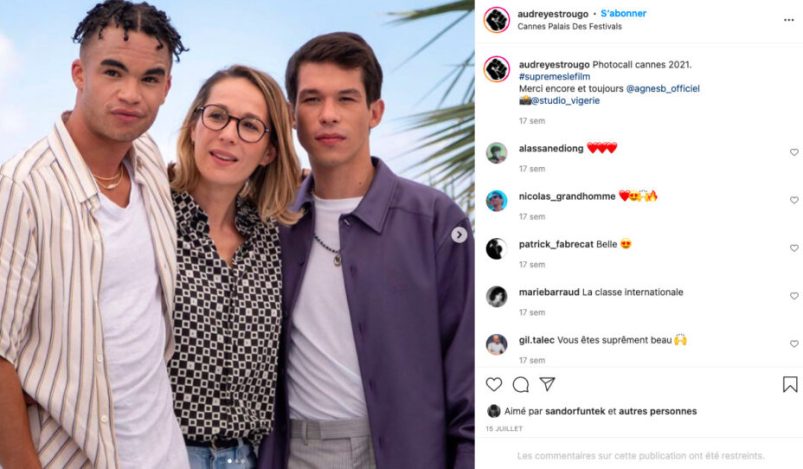 Audrey Estrougo avec Théo Christine et Sandor Funtek à Cannes