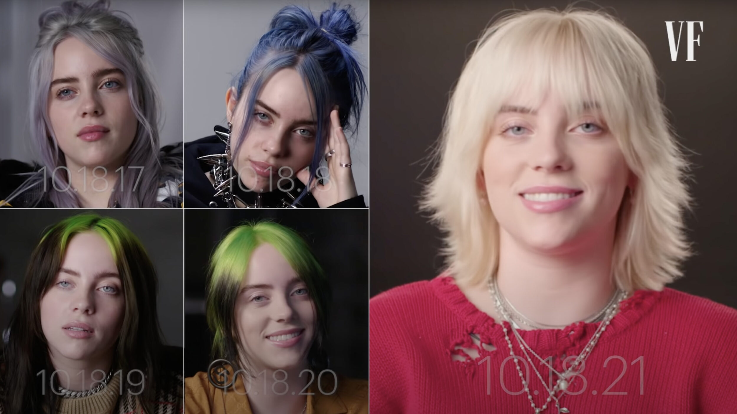 Capture d’écran YouTube de l’interview-vidéo annuel de Billie Eilish par Vanity Fair.