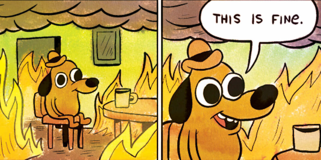 Meme "this is fine" tiré du comic Gunshow Meme "this is fine" tiré du comic Gunshow