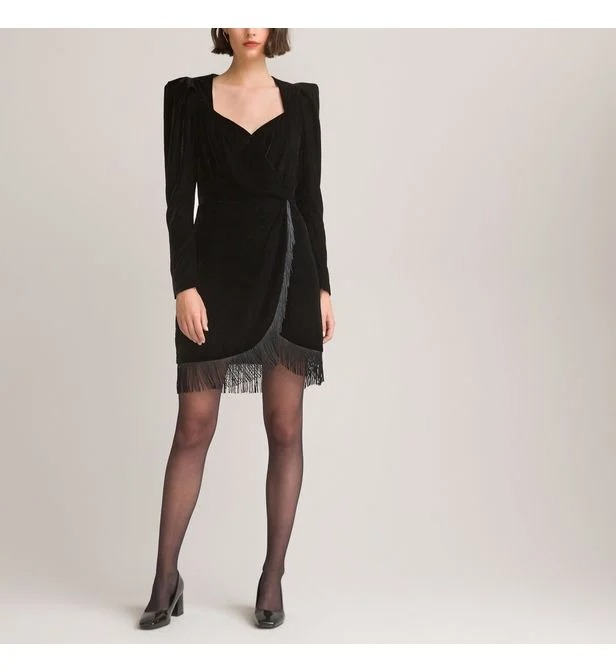 LA-REDOUTE-COLLECTIONS-—-Robe-en-velours-lisse-à-franges