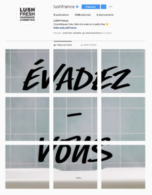 Capture d'écran du compte Instagram de Lush France au 22 décembre 2021.
