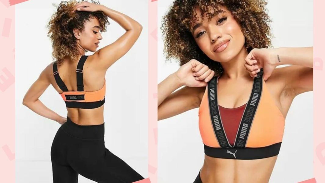 La brassière de sport colorblock "maintien optimal" de Puma, en vente sur Asos