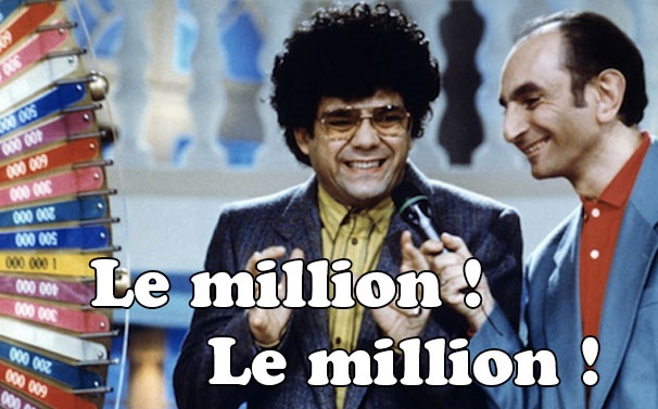 Une scène du film Les Trois Frères dans lequel Didier Bourdon joue un homme essayant de gagner un million lors d'un jeu télé.