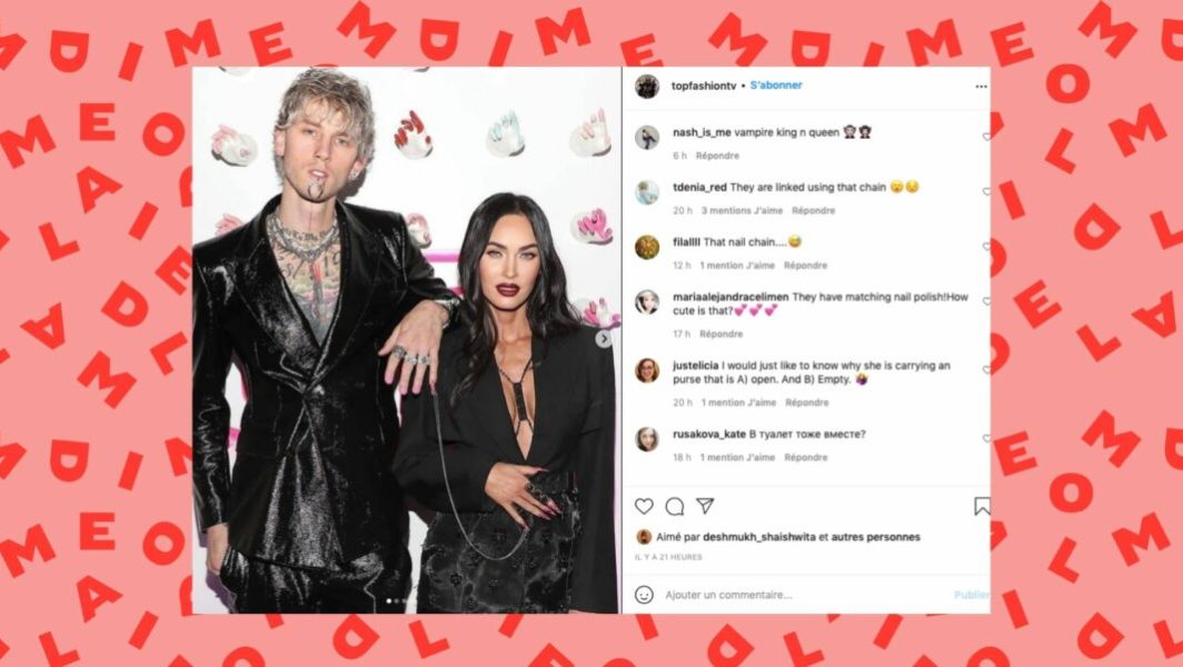 Megan Fox et Machine Gun Kelly portant une manucure de couple avec des chaînes