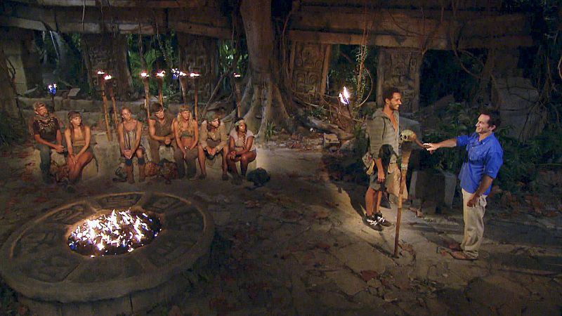 "Kind of Like Cream Cheese" - Jeff Probst extinguishes Reed Kelly\'s torch at Tribal Council during the eleventh episode of Survivor 29, on a special two hour back-to-back SURVIVOR, Wednesday, December 3 (8:00-10:00 PM, ET/PT )on the CBS Television Network. Photo: Screen Grab/CBS é2014 CBS Broadcasting, Inc. All Rights Reserved. "Kind of Like Cream Cheese" - Jeff Probst extinguishes Reed Kelly\'s torch at Tribal Council during the eleventh episode of Survivor 29, on a special two hour back-to-back SURVIVOR, Wednesday, December 3 (8:00-10:00 PM, ET/PT )on the CBS Television Network. Photo: Screen Grab/CBS é2014 CBS Broadcasting, Inc. All Rights Reserved.