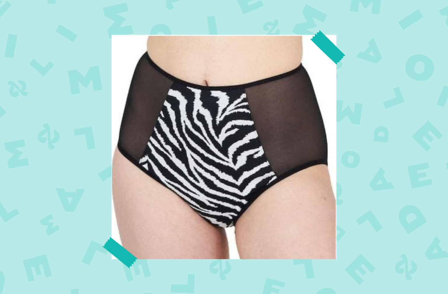 Culotte menstruelle super taille haute Zèbre, Moodz Culotte menstruelle super taille haute Zèbre, Moodz