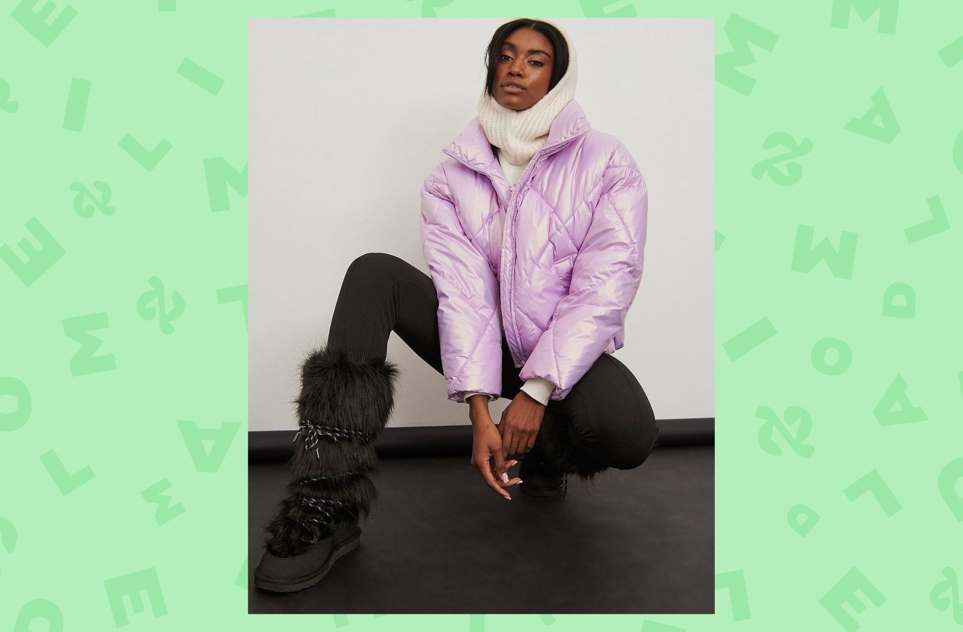 Après-skis en fausse fourrure — NA-KD — 72,95€.