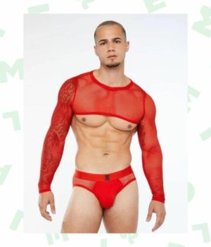 Crop-top-en-résille-rouge-et-mini-slip-assorti Crop-top-en-résille-rouge-et-mini-slip-assorti