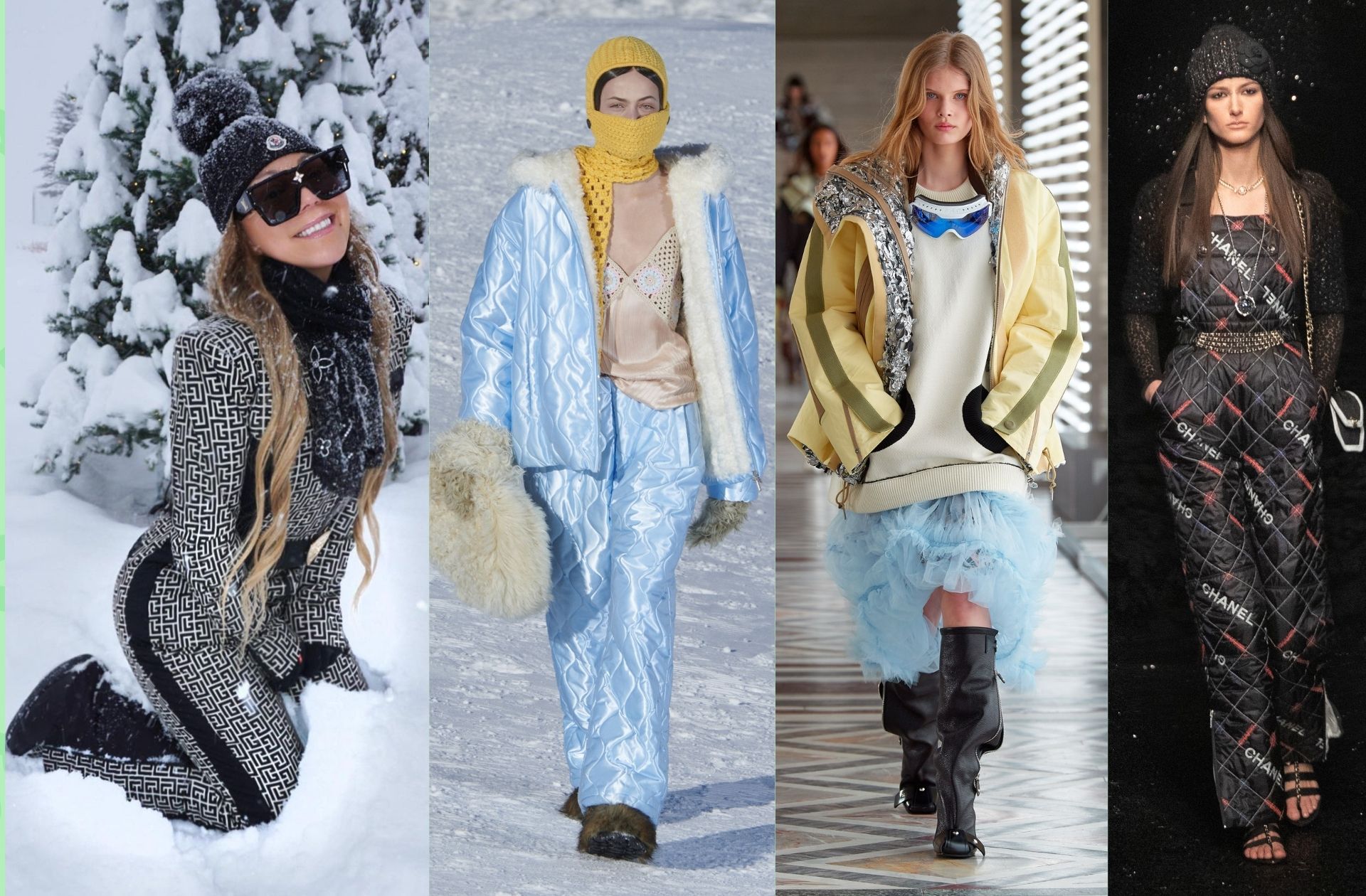 Mariah Carey en Balmain x Rossignol ; collections automne-hiver 2021-2022 Miu Miu, Louis Vuitton, Chanel.
