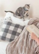 Femme en train de lire avec un chat